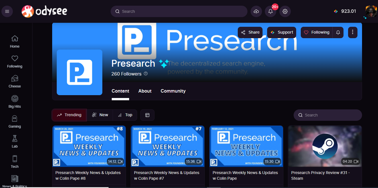 Presearch Odysee