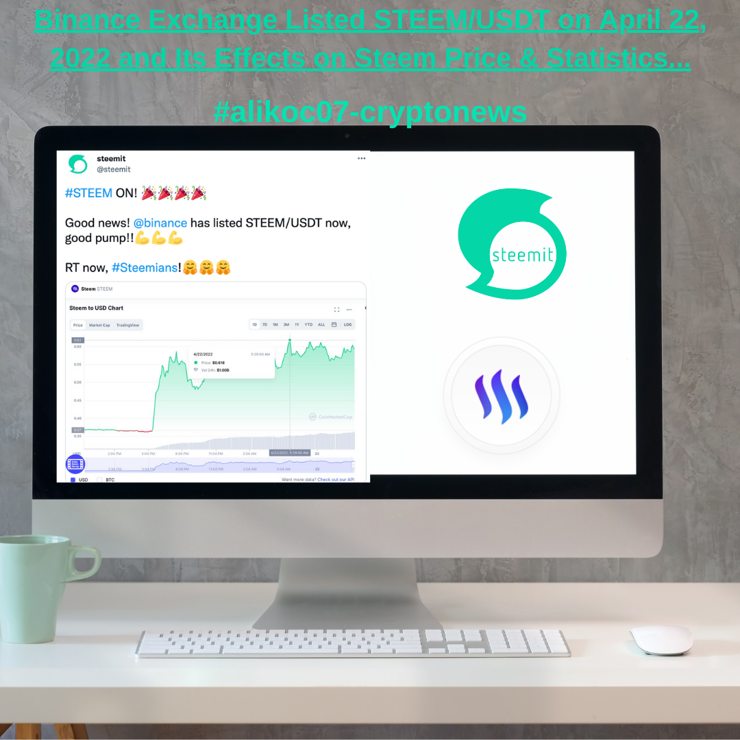Binance Exchange Listed STEEMUSDT on April 22, 2022 and Its Effects on Steem Price & Statistics....png
