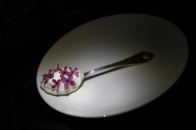 teaspoon of yogurt with purple flowers on it.jpg