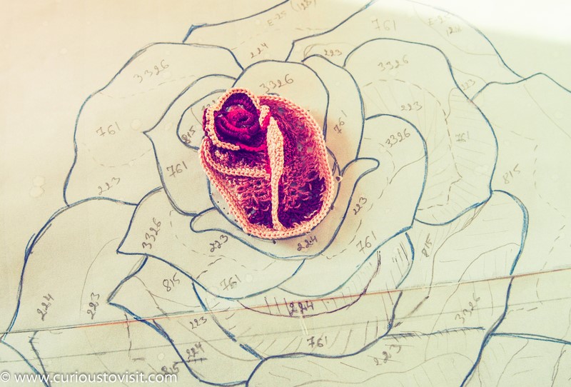 Irish Crochet rose work in progress