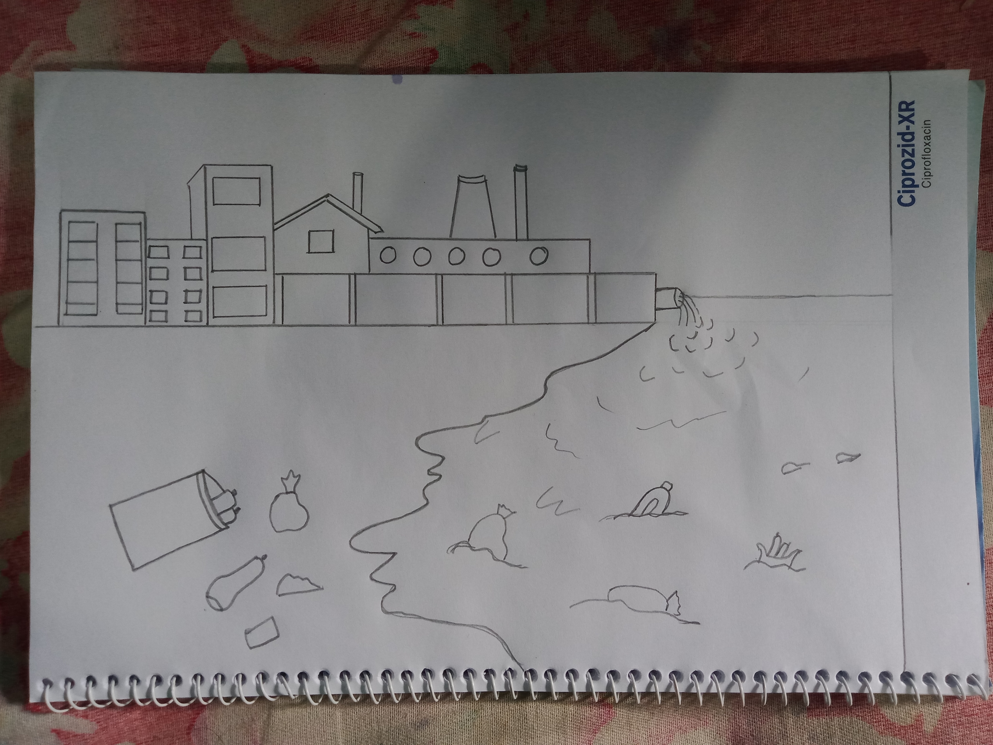 Pollution. Kids Drawing stock vector. Illustration of dark - 54359430