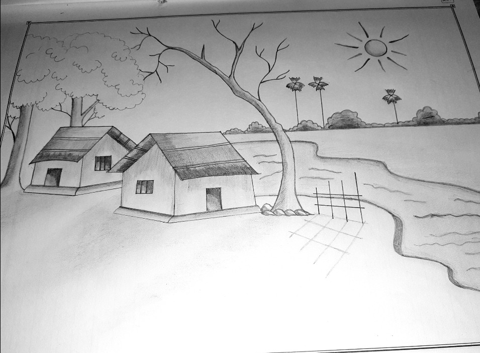 Drawing Contest📢 : My favorite drawing is Village scene