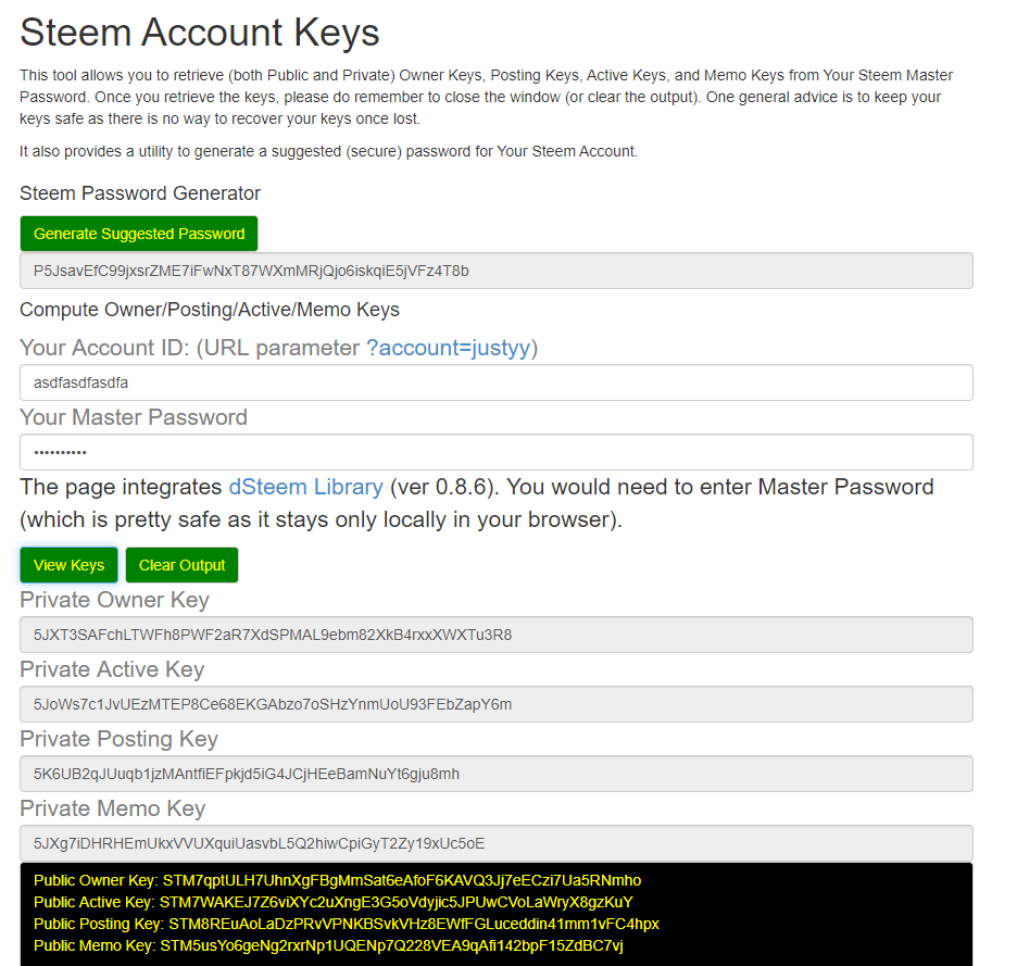 Another Tiny Tool:  Steem Account Keys and Password Generator