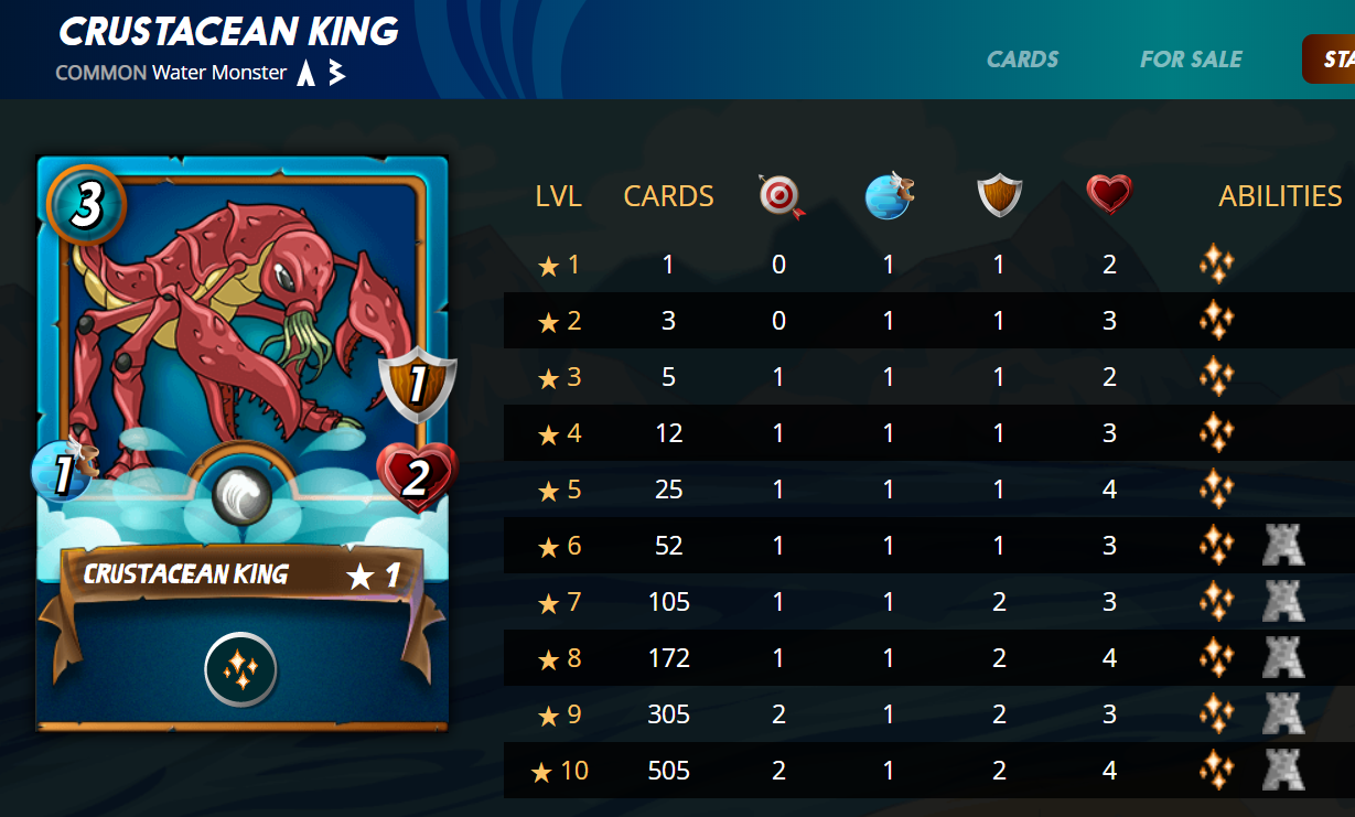 [SteemMonsters] Should I level up CRUSTACEAN KING?