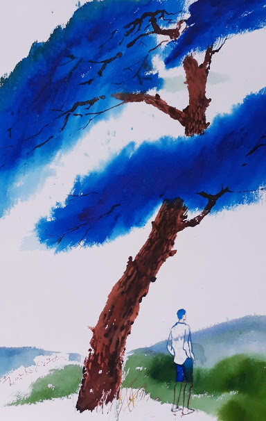 korea pine tree watercolor 치악산 소나무 그리기