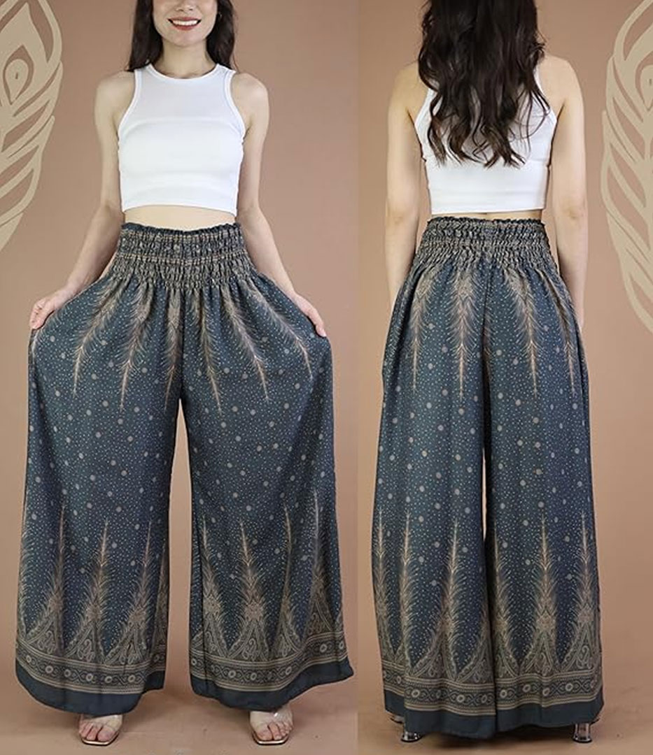 Boho Pants Palazzo Pants for Women with Pockets Wide Leg high Waisted Flowy Pants for Women Summer, Cruise, Vacation.jpg