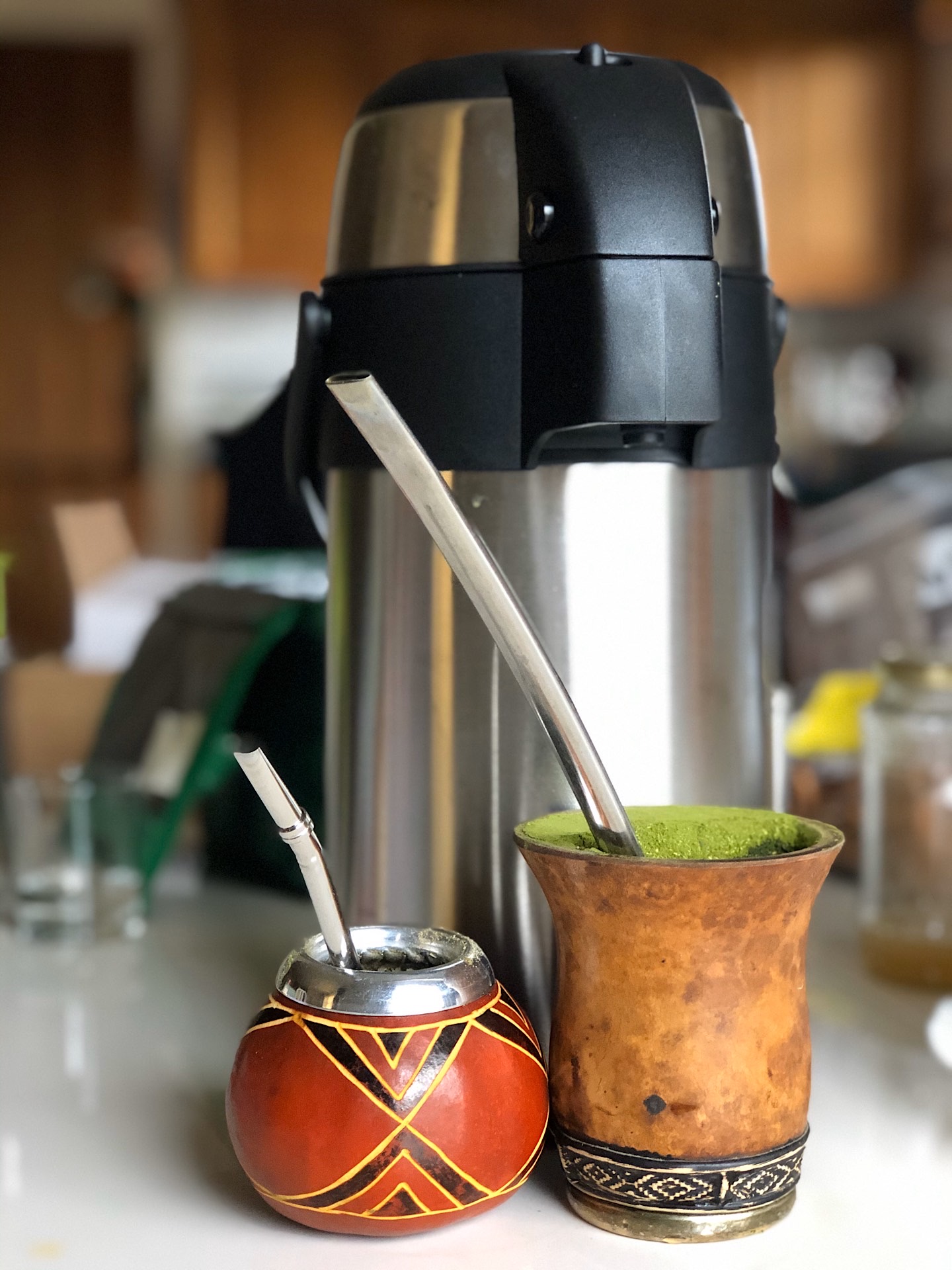 Argentinian Yerba Maté gourd (left) and Chimarrão cuia (right)