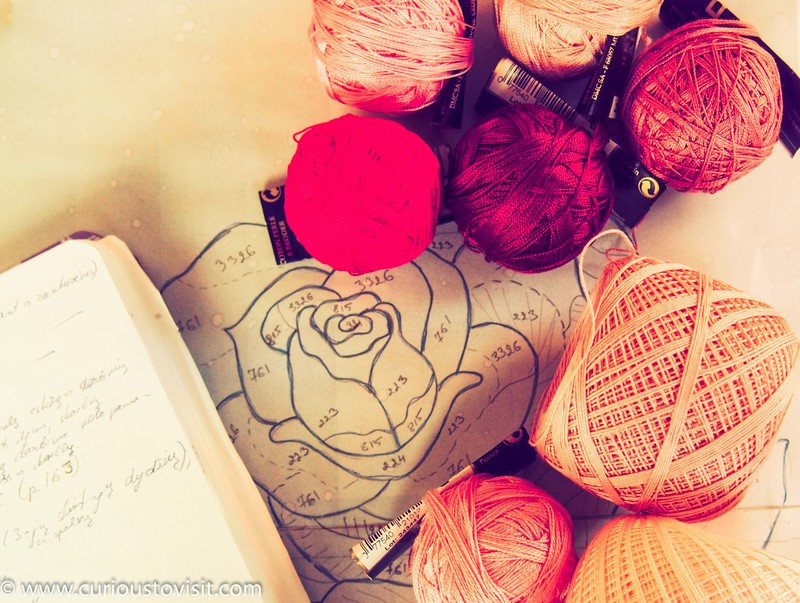 Irish Crochet rose work in progress