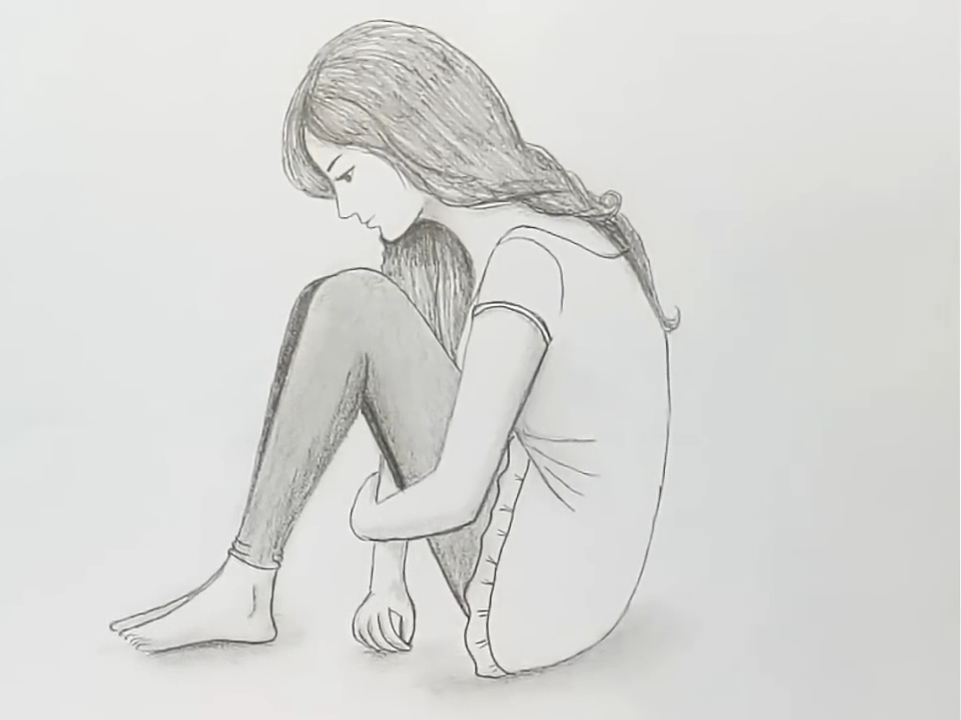 Take up drawing. Рисунки девочек легко. Девочка боком рисунок легкий. Девушка одиночество карандашом рисунок. Девушка со спины рисунок легкий.