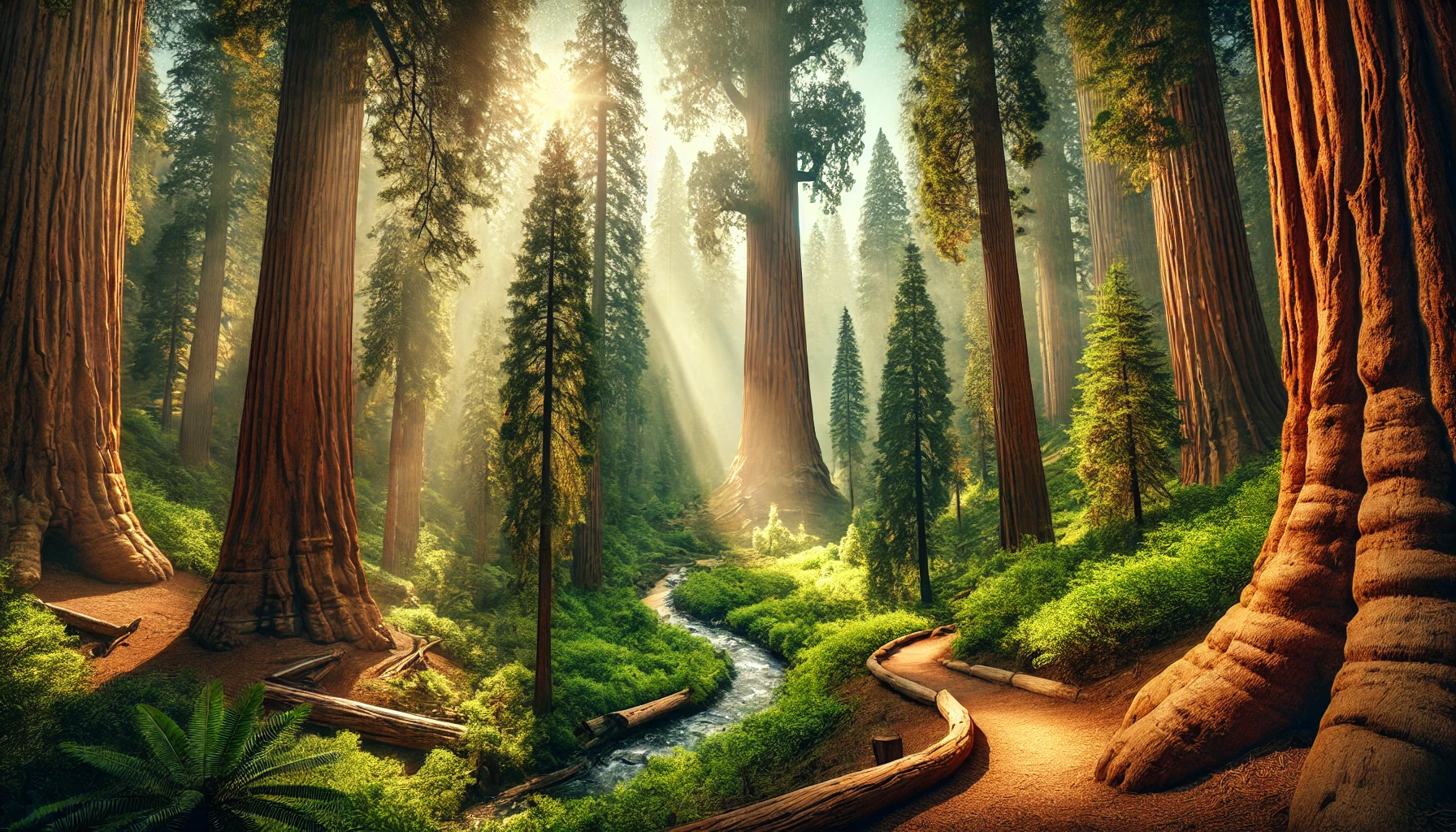 DALL·E 2024-12-15 12.03.18 - A breathtaking view of Sequoia National Park, featuring the towering General Sherman Tree surrounded by massive sequoia trees, with dappled sunlight f.webp
