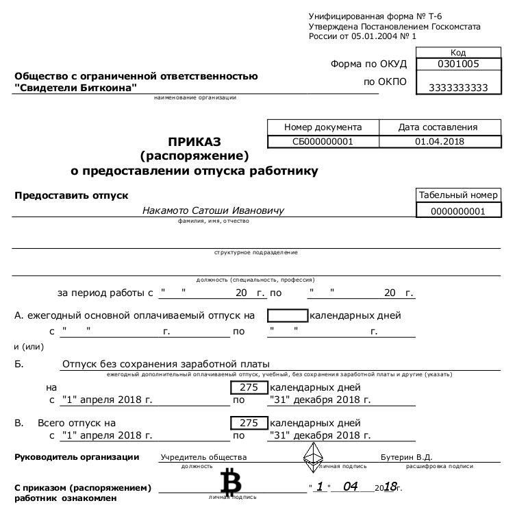 Приказ на часть отпуска образец