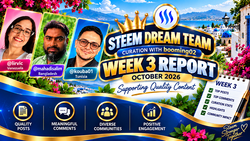 Curation Report  Steem Dream Team | Booming02 | Week #3, October 2026