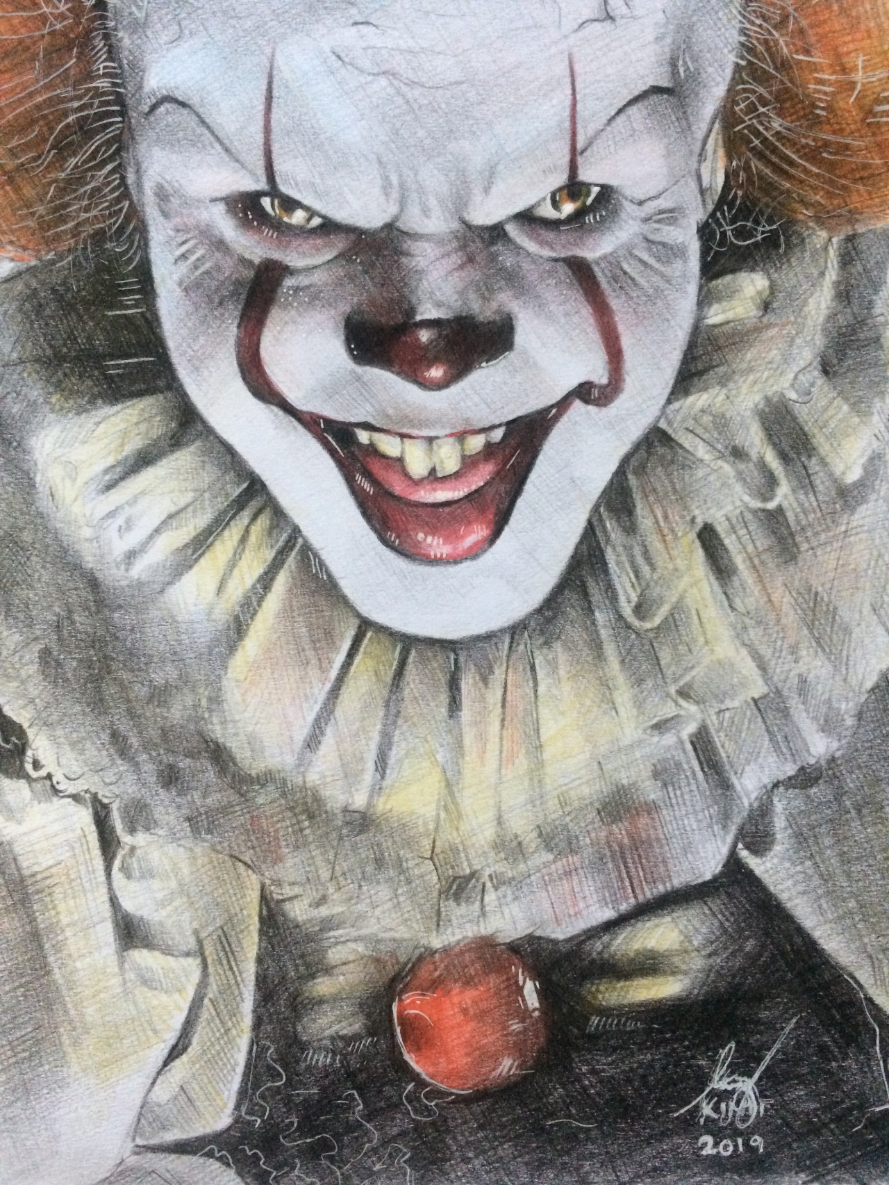 Creepy Clown Drawing · Creative Fabrica