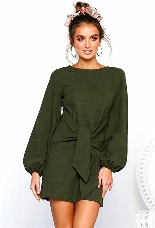 Women Crewneck Long Sleeve Short Fall Dresses.jpg