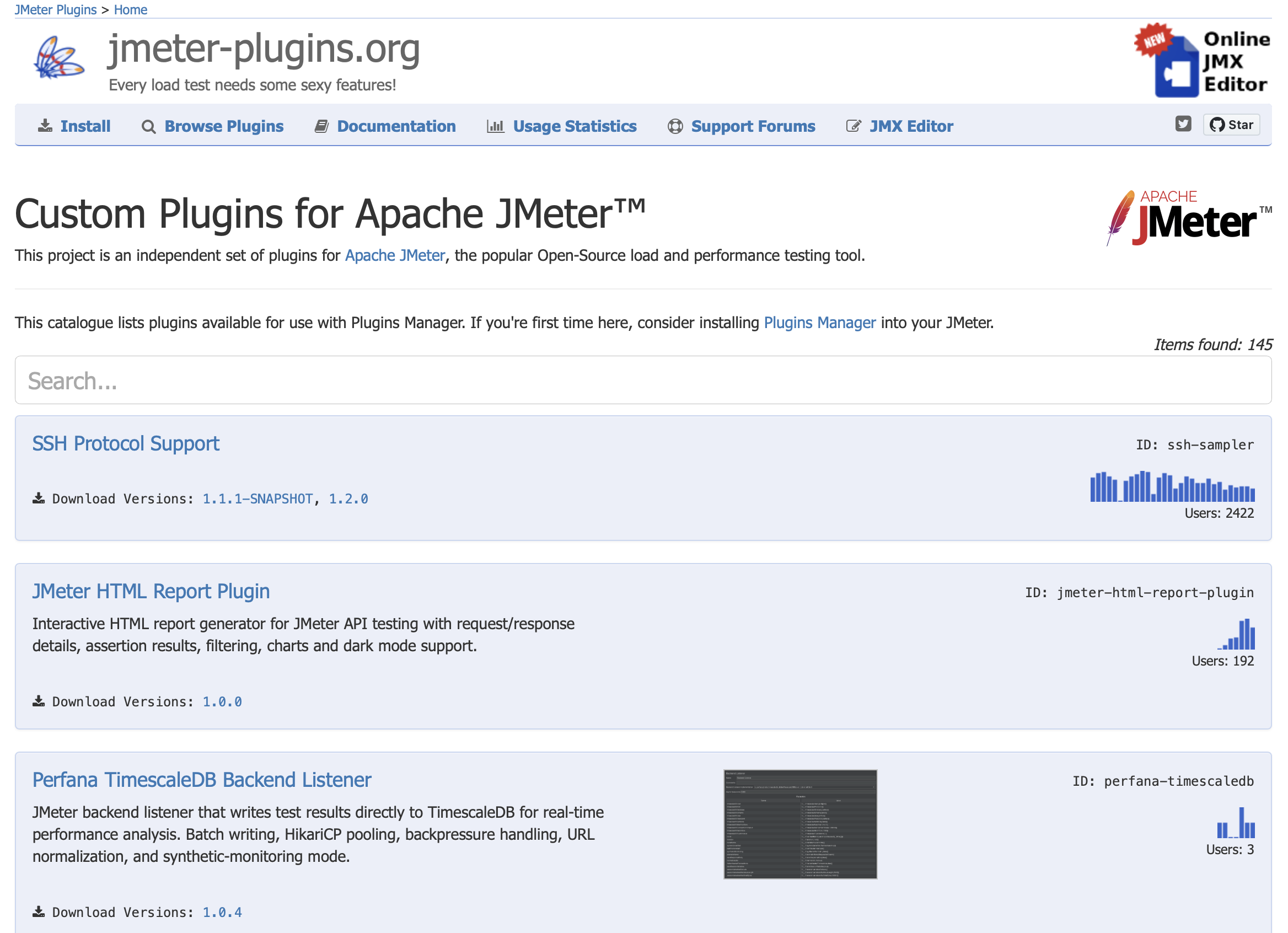 JMeter Plugins Manager 공식 설치 웹사이트