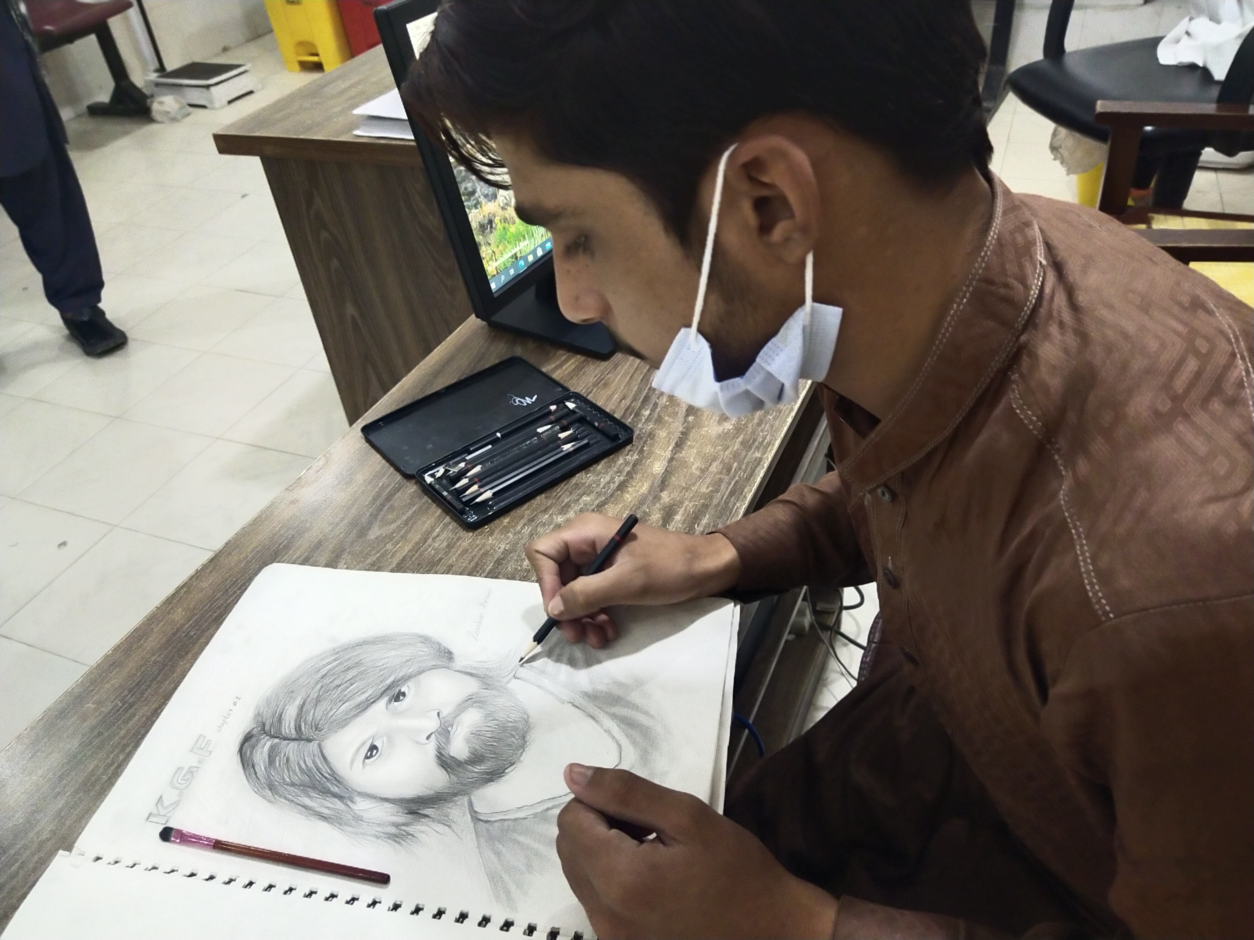 Yash Pencil Sketch Part 1 | KGF Movie | Live Art Chennai - YouTube