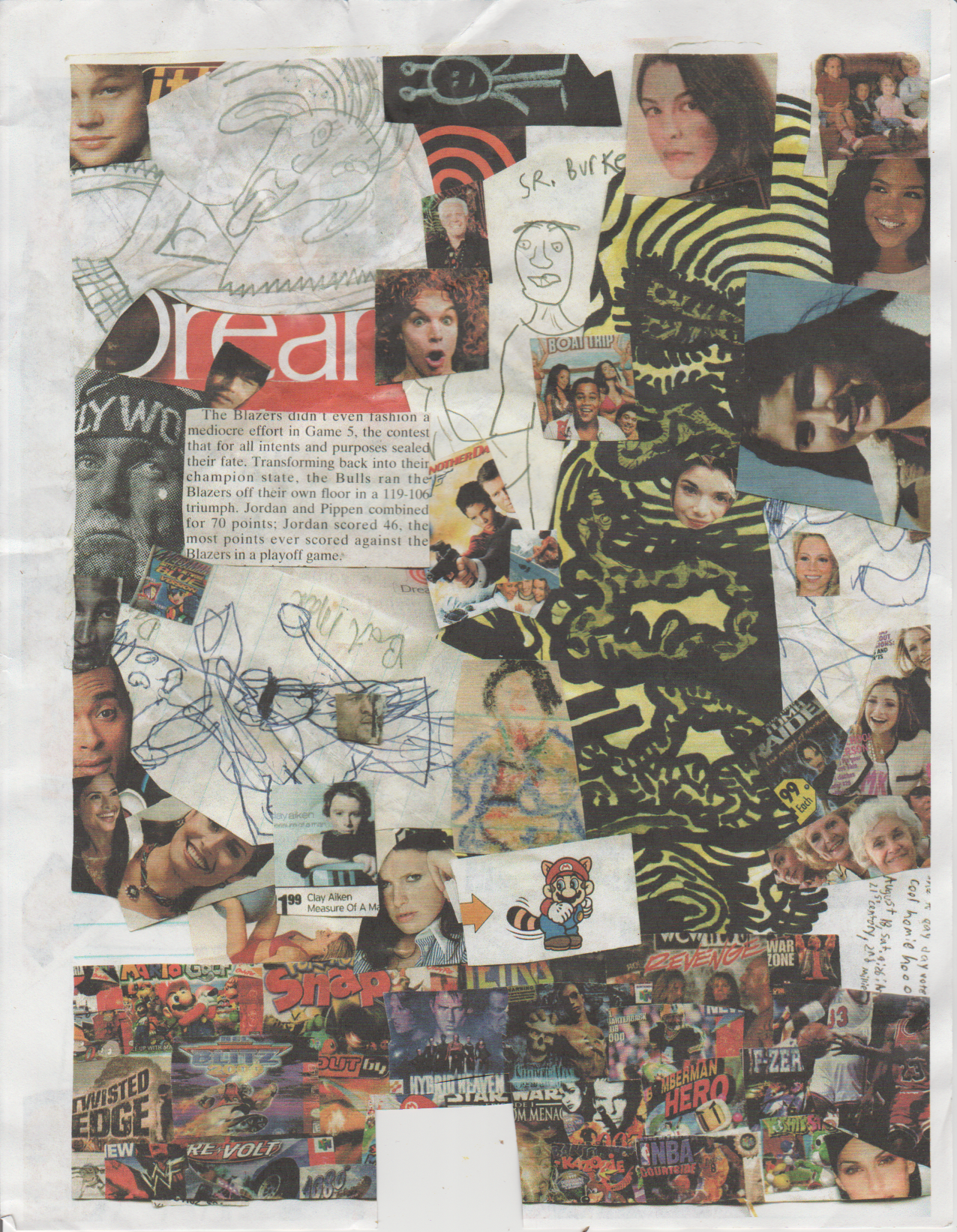 2003 Collages Drawings Burke Mario 3 Tail Mariah Carey Video Games NBA Courtside Blitz Mario Golf Girls Hogan.png