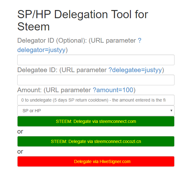 Simple SP/HP Delegation Tool for Steem Blockchain