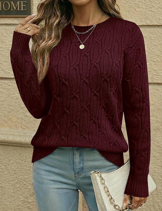 1 Women’s Cable Knit Long Sleeve Sweaters Pullover Crew Neck Fall Winter Sweater Tops.jpg