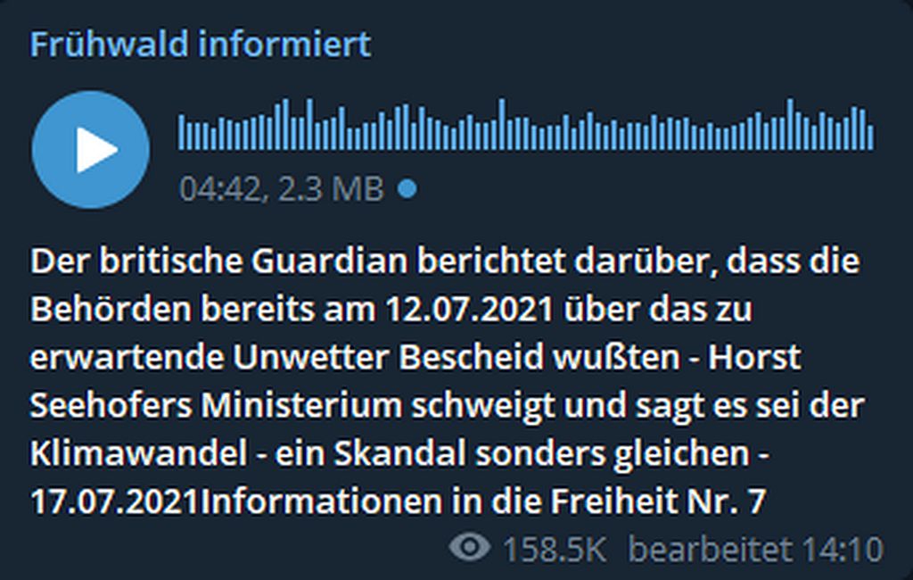 Der britische Guardian berichtet darüber, dass die Behörden bereits am 12.07.2021 über das zu erwartende Unwetter Bescheid wußten.jpg
